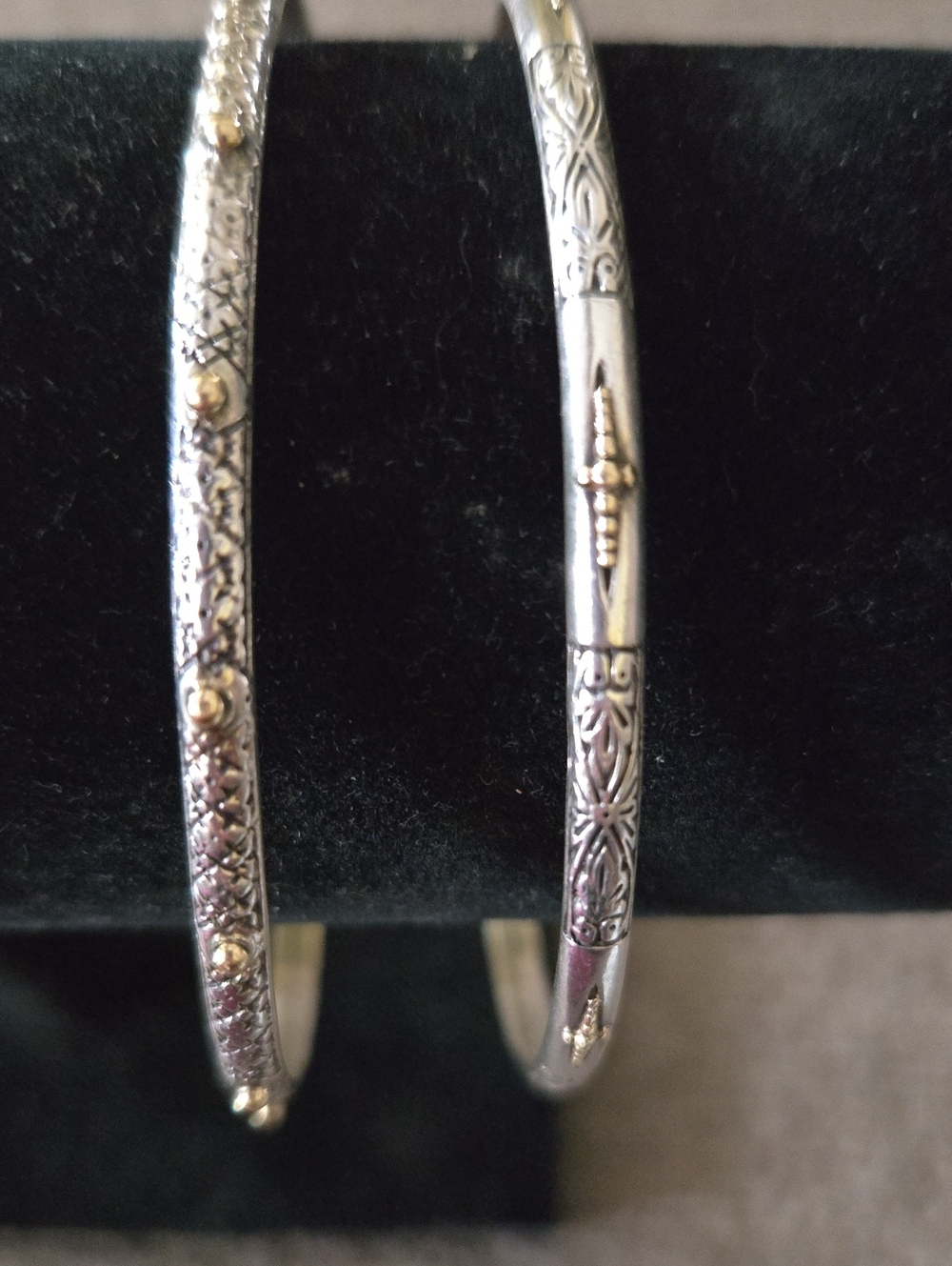 2 Konstantino Classic 925 Sterling Silver &18k Yellow Gold Bangle Bracelet.